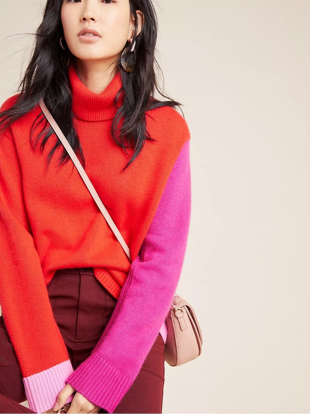 Diane von Furstenberg Colorblocked Turtleneck Sweater XS